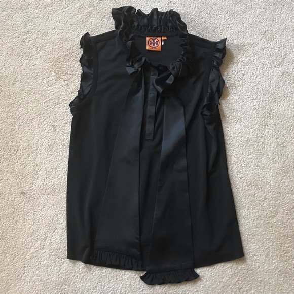 Tory Burch Tops - BOGOFREE! Tory Burch Ruffle Black Blouse Tank